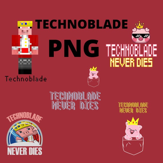 Technoblade Never Dies Crowned Pig Neon White Digital 
