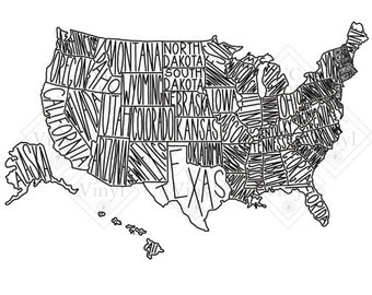 United States map black and white