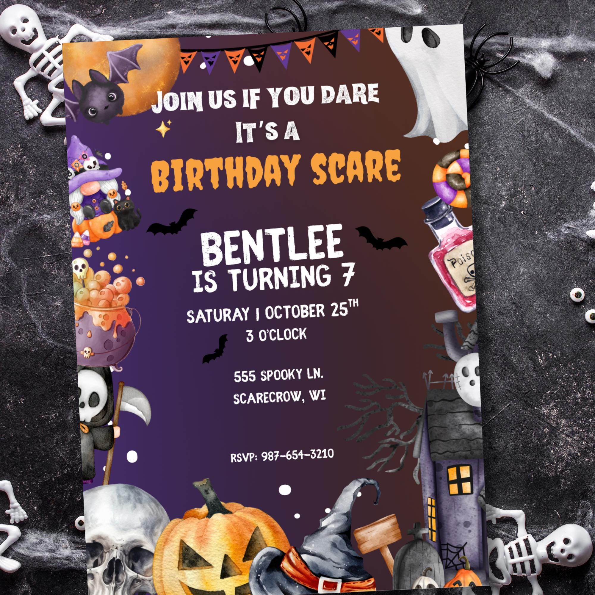 Halloween Birthday Invitation | Spooky Birthday Party Invite
