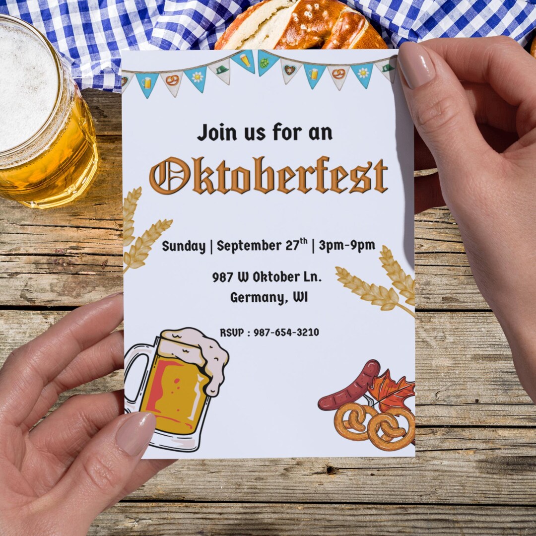 Oktoberfest Invitation Template Beer Festival Party Invite Bavarian
