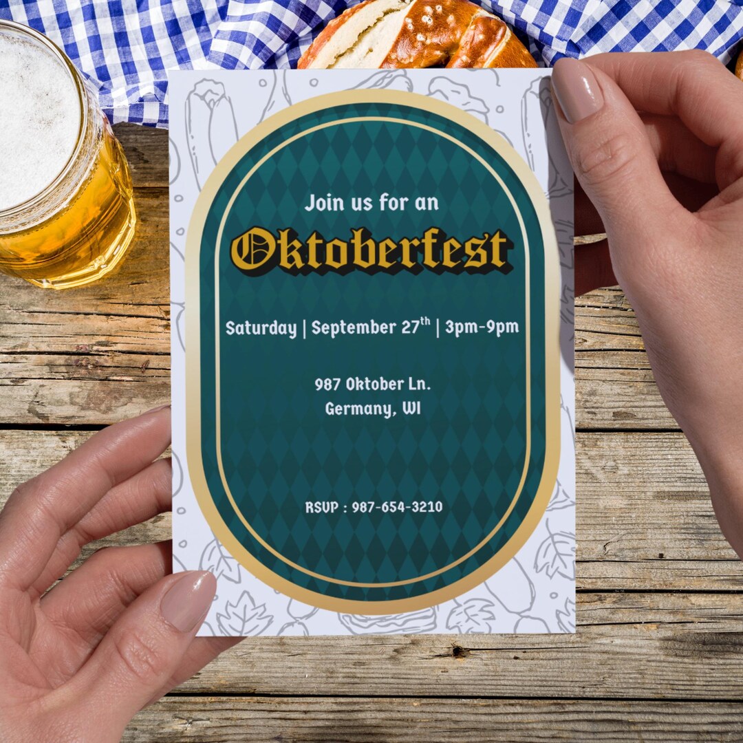 Oktoberfest Invitation Template Beer Festival Party Invite Bavarian