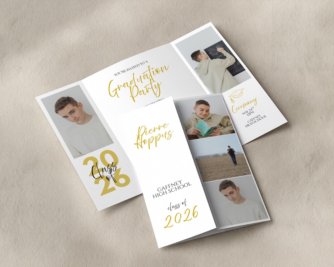 Graduation Gatefold Invitation Template, Editable Canva Grad Invite ...