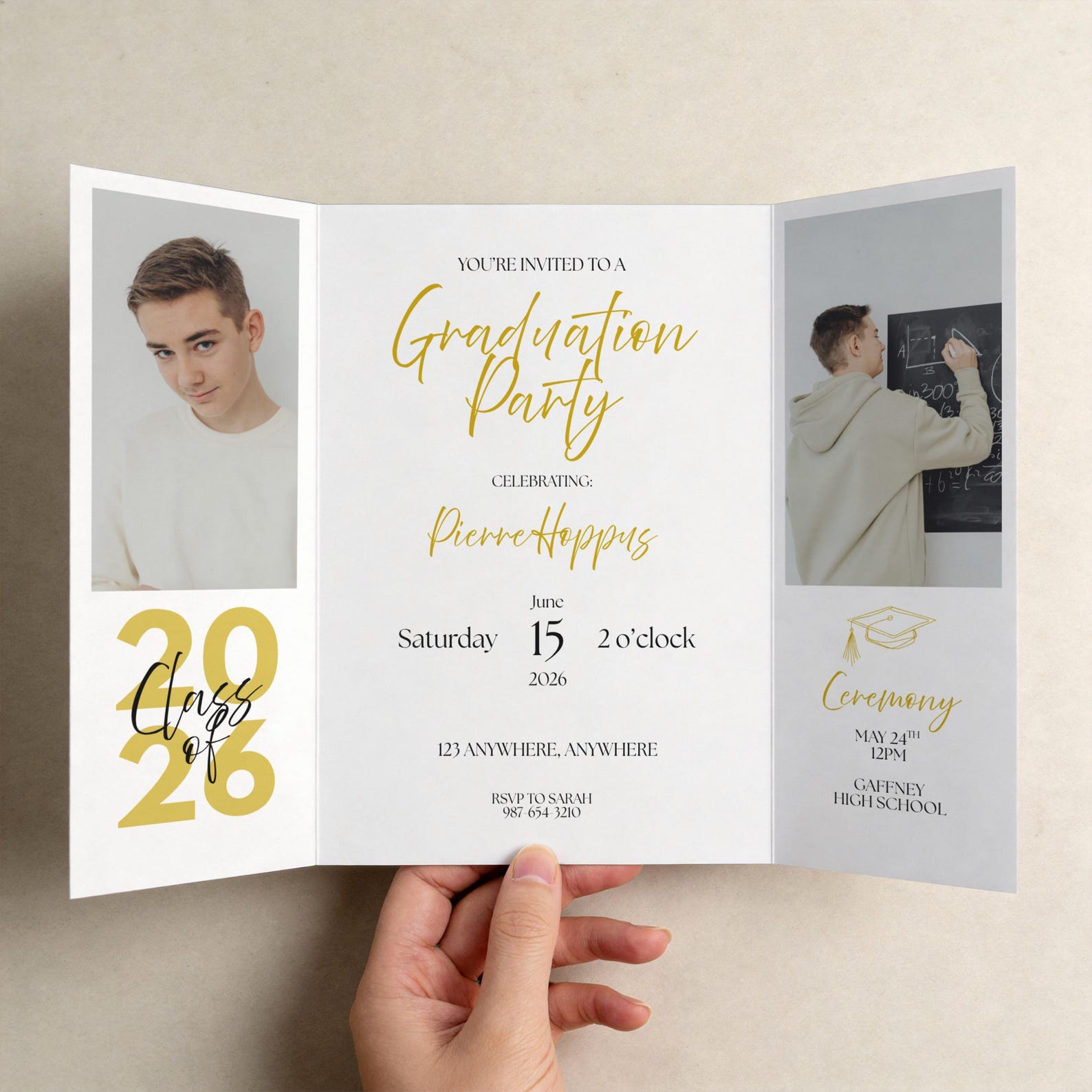 Graduation Gatefold Invitation Template, Editable Canva Grad Invite ...