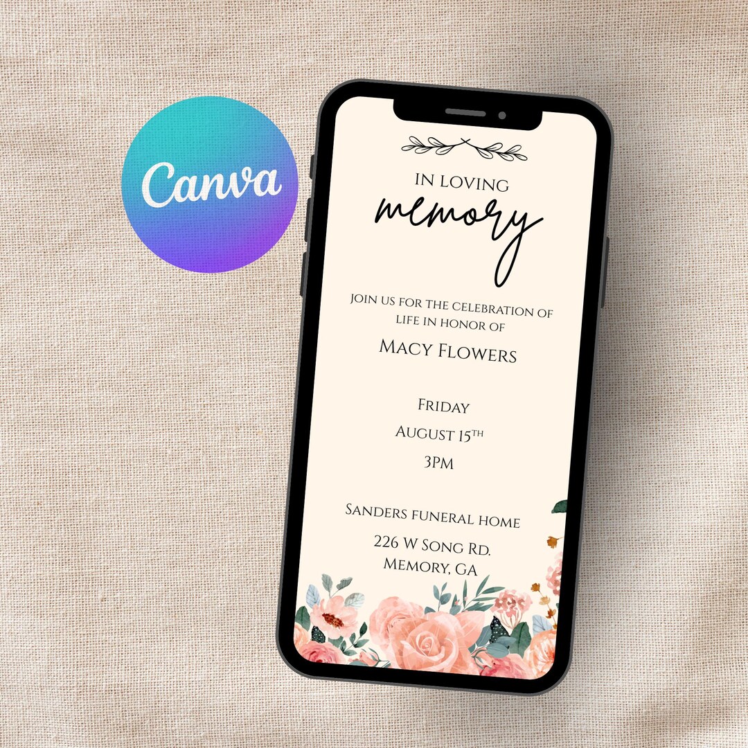 In Loving Memory Invitation | Celebration of Life Invite | Memorial ...