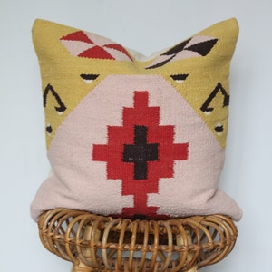 Traditional kilim cushion , geometric cushion, ethnic cushion, Moroccan cushion, kilim cushion in the UK, Bohemian cushion cover