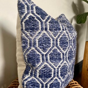 Outdoor Cushion Covers, blue and white cushions, Jacquard cushion, Geometric blue pillow cover, Boho blue pillow, garden cushions uk, image 6