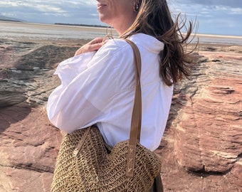 Ladies Straw Shoulder Bag , Straw Tote Bag , Womens Straw Handbag , Straw Shoulder Bag , Straw Summer Beach Bag, Summer Bag, beach shopper