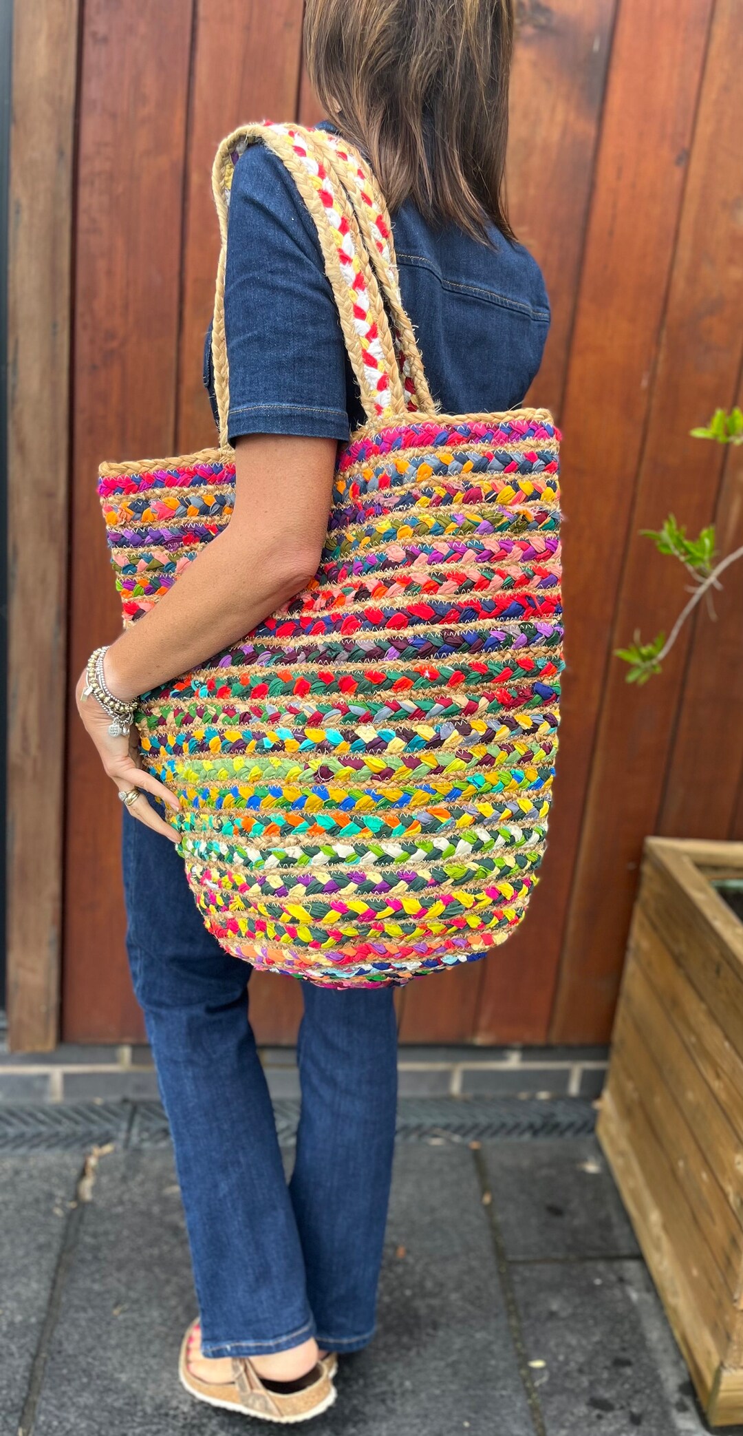 Large Straw Shopper Bag,beach Bag, Ethnic Shopper, Beach Shoulder Bag