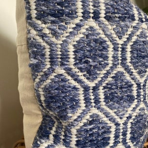 Outdoor Cushion Covers, blue and white cushions, Jacquard cushion, Geometric blue pillow cover, Boho blue pillow, garden cushions uk, image 5