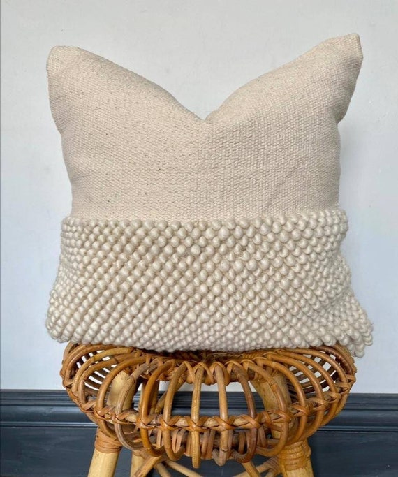 White Textured Cushion Boho White Cushion bobble Cushion White