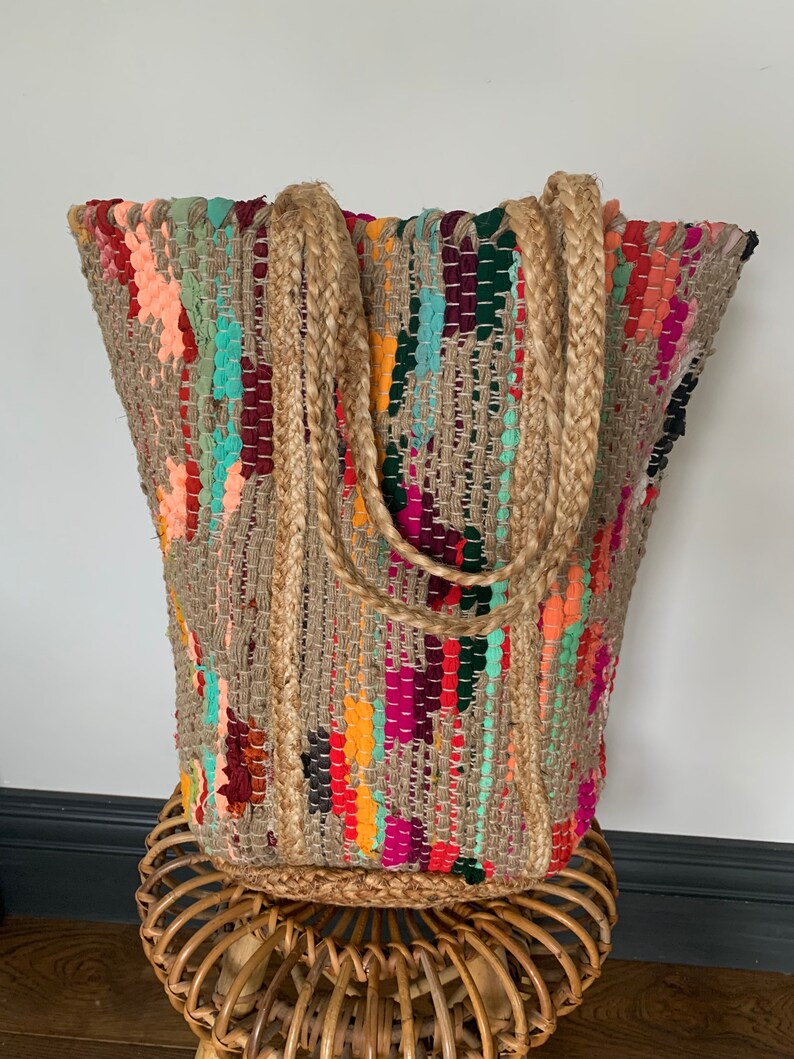 Large Straw Shoulder Bag Ethnic Shopper Bag Beach Bag Etsy