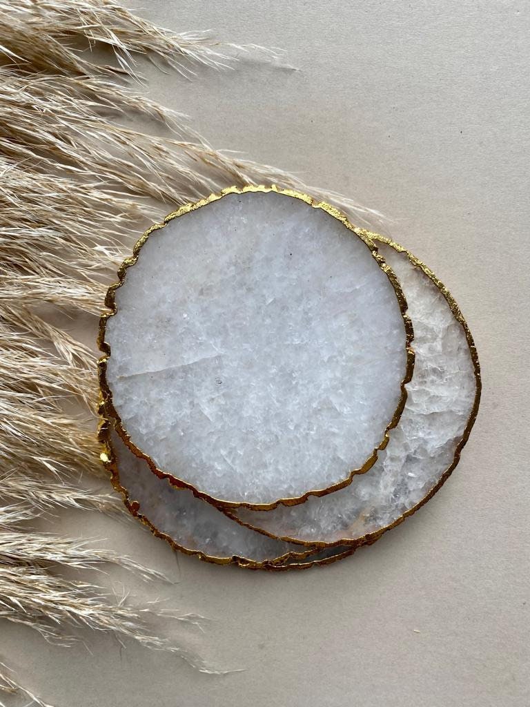 White Agate Stone Crystal Coasters, Stone Coasters in the UK