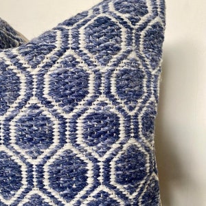 Outdoor Cushion Covers, blue and white cushions, Jacquard cushion, Geometric blue pillow cover, Boho blue pillow, garden cushions uk, image 8