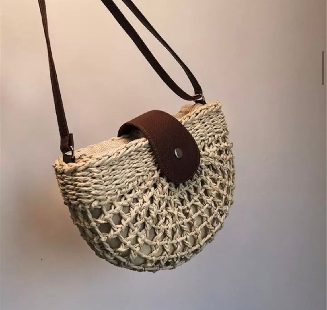 Womens Straw Shoulder Bag Ladies Straw Crossbody Bag half Etsy UK