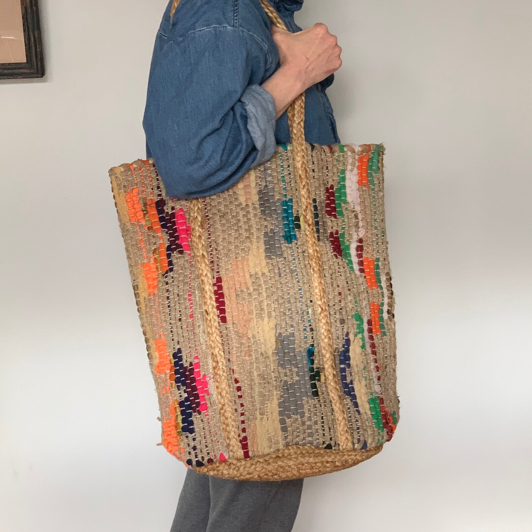 Large Straw Shoulder Bag, Ethnic Shopper Bag, Beach Bag, Summer Bag Etsy