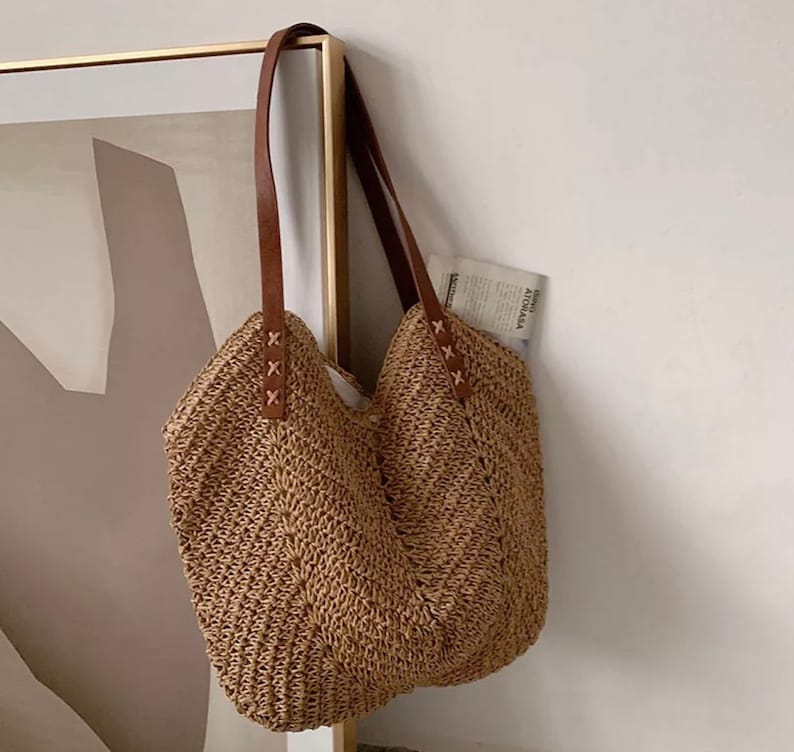 Ladies Straw Shoulder Bag Straw Tote Bag Womens Straw Etsy UK