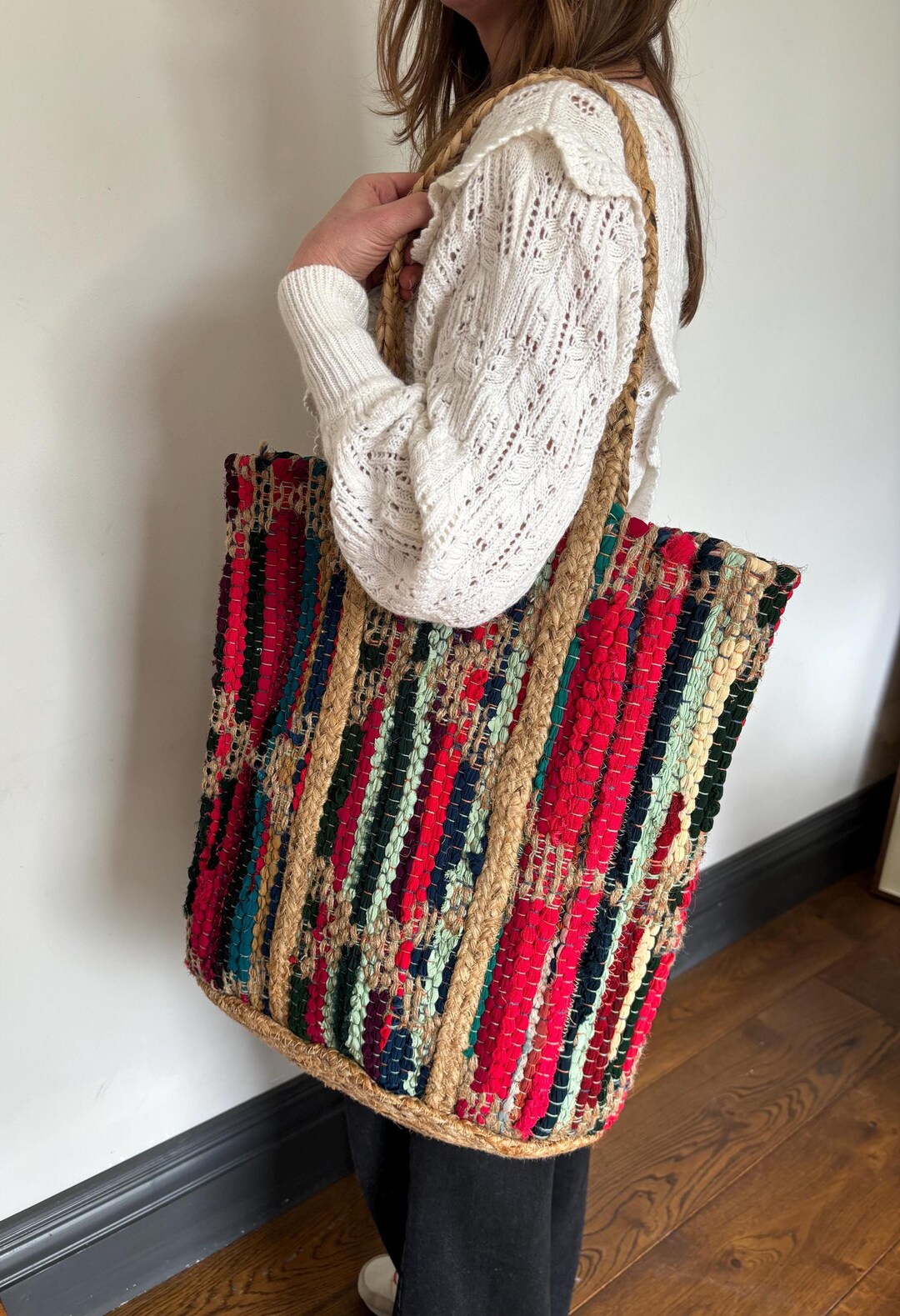Emery Intricate Straw Weave Large Shoulder Bag