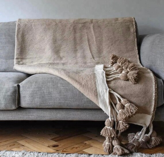 Moroccan Throw Moroccan Tassel Blanket Moroccan Pom Pom Blanket Boho Throw Moroccan Sofa Throw Moroccan Striped Blanket Tassle Blanket Etsy