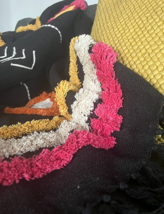 Moroccan Throw Tufted Throw Embroidered Throw Boho Throw Boho