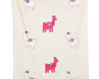 Llama blanket, Embroidered blanket, Moroccan throw, Kids throw, Handmade throw blanket, Moroccan throw blanket, Animal blanket, Baby throw