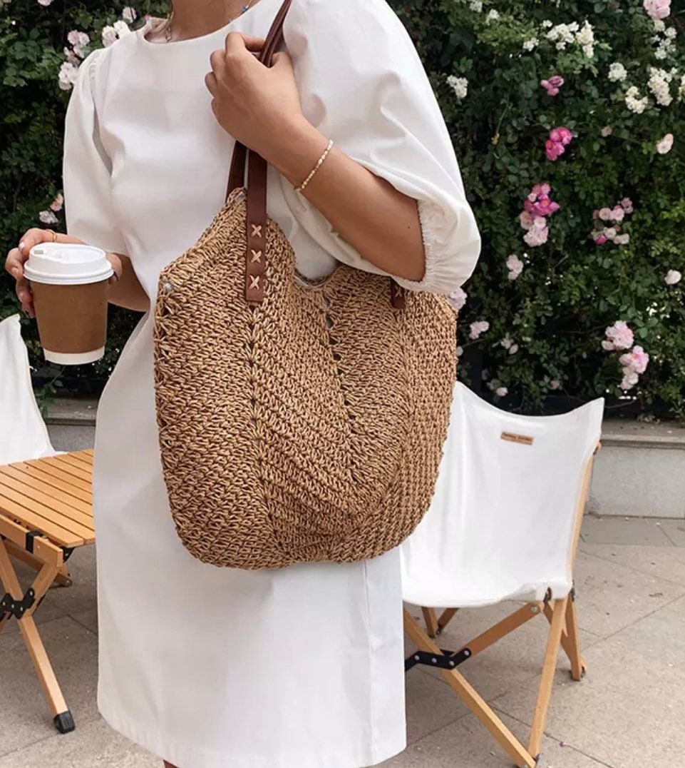 Ladies Straw Shoulder Bag Straw Tote Bag Womens Straw Etsy UK