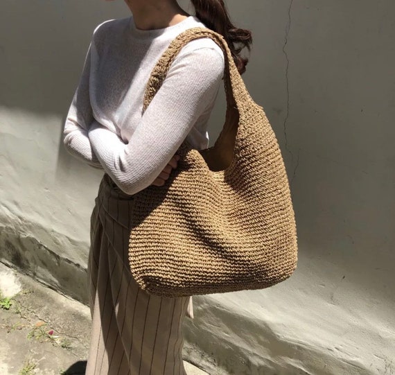 Straw Womens Shoulder Bag Straw Woven Handbag Straw Beach Bag