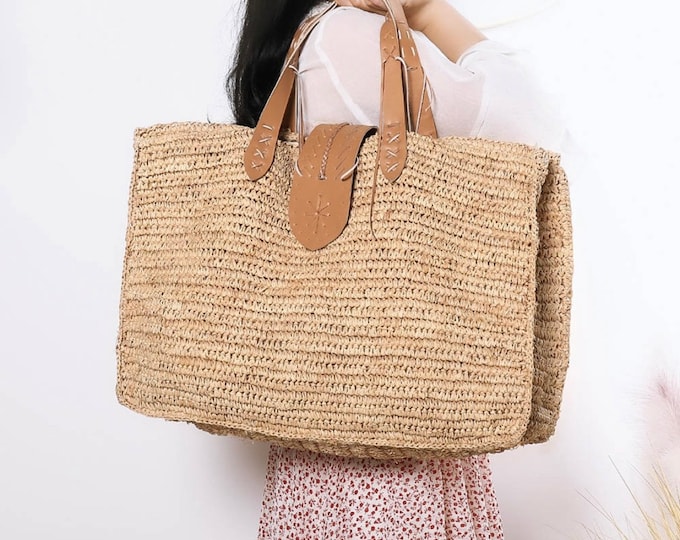 Large Straw Beach Bag Oversize Bag Large Straw Totelarge Etsy