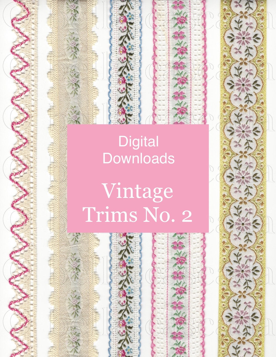 Vintage Ribbons and Trims Print and Cut Digital Download Etsy