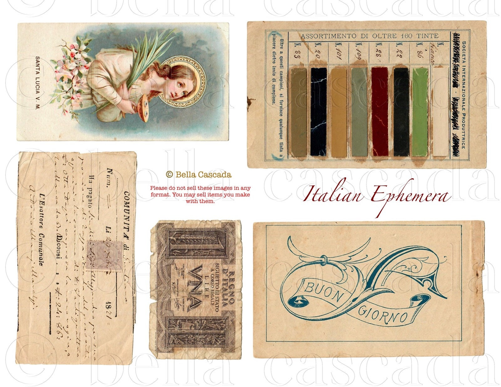 Vintage Italian Ephemera Printable Digital Download Etsy