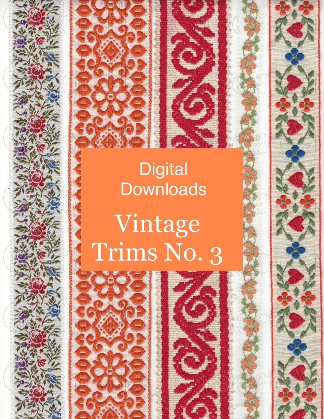 Vintage Ribbons and Trims Print and Cut Digital Download Etsy