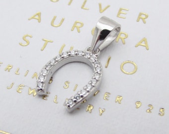 Sterling zilveren 925 hoefijzer hanger, kleine zilveren hoefijzer pendance neckacle, hoefijzer cadeau voor paardrijder, paardensport cadeau