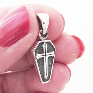 Sterling Silver 925 Pendant, Silver Cross Pendant, Coffin Design Pendant, Gothic Coffin Pendant Necklace, Coffin Jewellery
