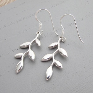 Sterling Silver Leaf Drop Earrings: Nature Inspired Silver