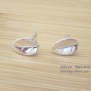 Sterling Silver 925 Leaf Stud Earrings, Tiny Leaf Design Silver 925 Earrings, Small Silver Leaf Stud Earrings, Leaf Earrings, Leaf Jewellery