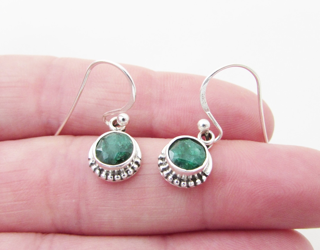 Vintage Ohrringe Mit Smaragd-Kristall - Keltisches Design In 925er Sterling Silber