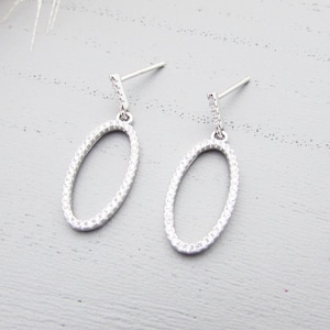 Sterling Silver 925 Crystal Circle Drop Earrings, Silver Open Circle Earrings, Circle Dangle Earrings, Simple Everyday Earrings