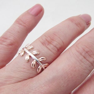 Sterling Silver 925 and Rose Gold Plated Ring, Leaf Design Ring, Rose Gold Leaf Ring for Woman, Rose Gold Leaf Vine Ring Jewellery