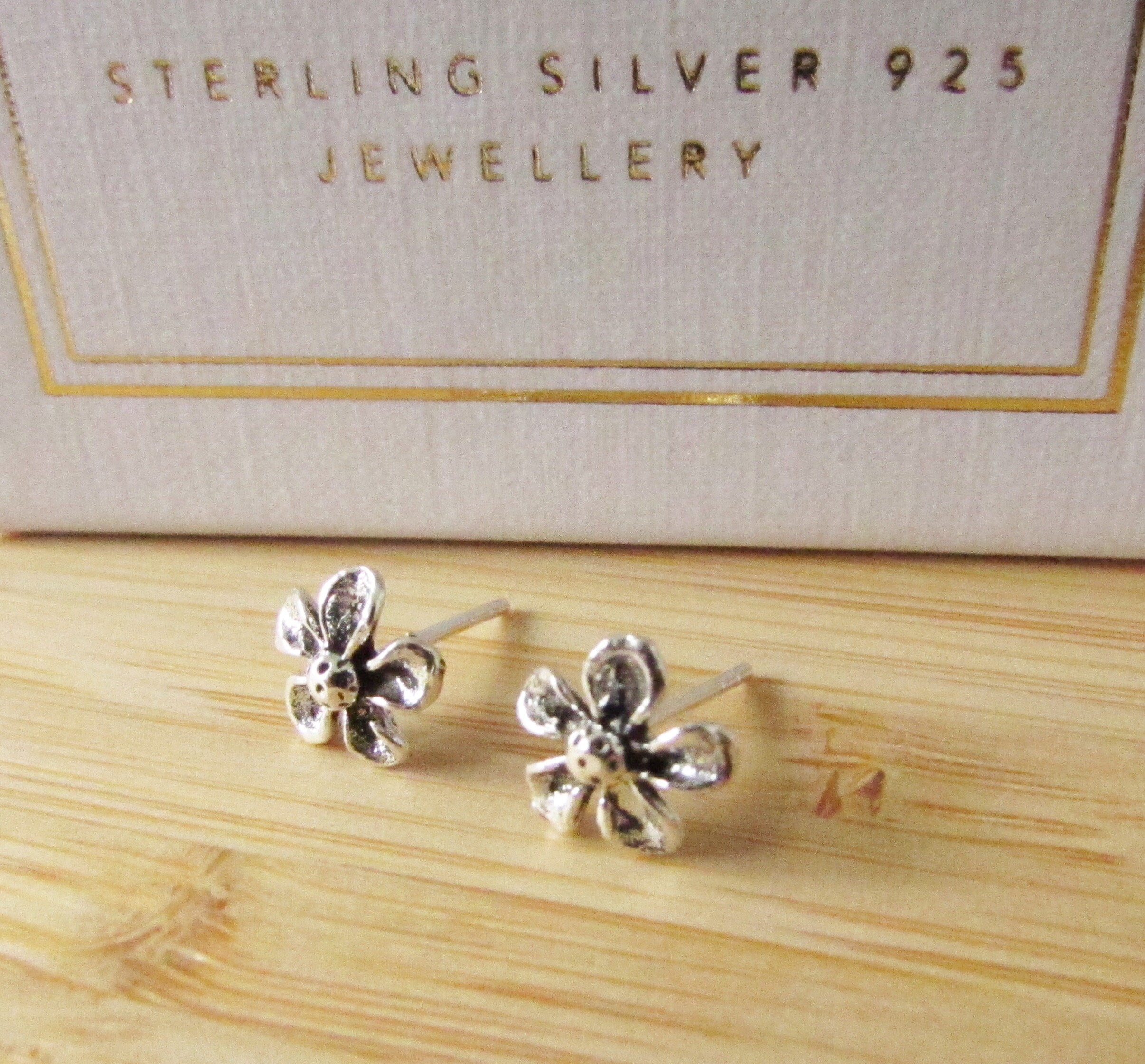 Sterling Silver 925 Flower Stud Earrings, Tiny Floral Design
