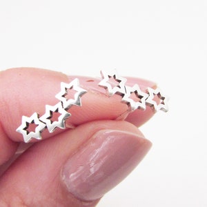 Small Sterling Silver 925 Star Earrings, Small Star Earrings, Silver Cluster Star Earrings, Triple Star Stud Earrings