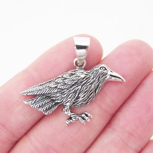 Sterling Silver 925 Crow Bird Pendant, Silver Raven Bird Pendant, Crow Design Pendant, Sterling Silver Raven Pendant Necklace