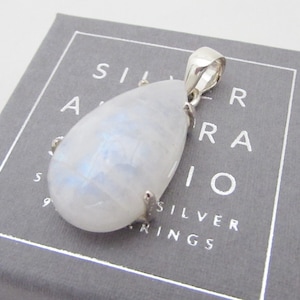 Sterling Silver Moonstone Tear Drop Pendant Necklace