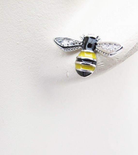 Sterling Silver Bee Yellow/Black Studs - Enamel Sterling Silver Bee Yellow/Black Studs - Enamel
