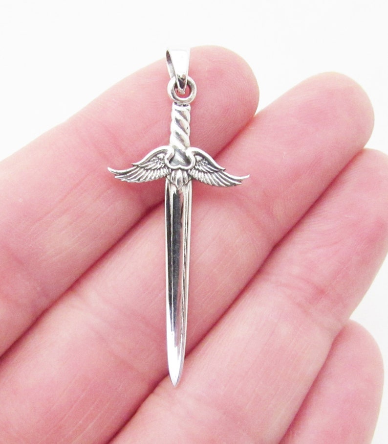 Sterling Silver 925 Winged Sword Pendant Silver Sword Etsy