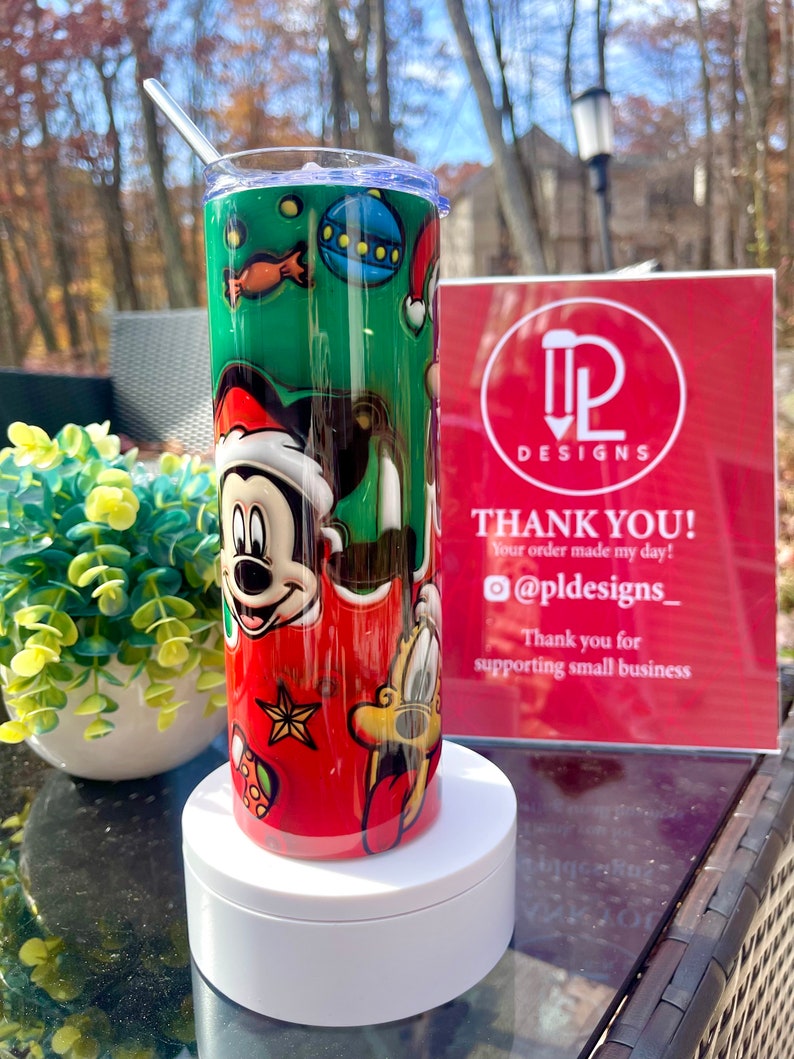Mickey Mouse Christmas 20oz Tumbler 3D Inflated Design Disney Cup Etsy