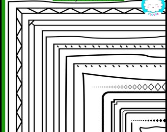 Doodle Borders 4, Doodle Borders, Doodle Border Clipart, Hand drawn Borders, Black and White, Skinny Doodle Borders, Page Frames