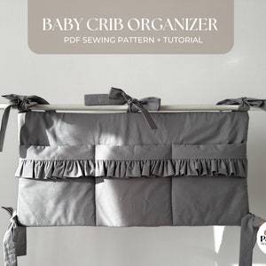 Organizador de bolsillo para cuna de bebé Patrón de costura PDF ? Almacenamiento de cama colgante para decoración de guardería de bebé | Patrones de costura para regalos infantiles | A4, Carta estadounidense, A0