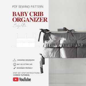 Baby Crib Pocket Organizer PDF Sewing Pattern | Baby Nursery Decor Hanging Bed Storage | Sewing Patterns for Kids Gift | Baby Shower Pattern