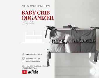 Baby Crib Pocket Organizer PDF Sewing Pattern | Baby Nursery Decor Hanging Bed Storage | Sewing Patterns for Kids Gift | Baby Shower Pattern