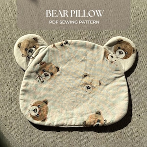 Padrão de travesseiro para bebê | Padrão de costura de travesseiro de urso | Moldes de costura para crianças | Acessórios para Bebê | Download instantâneo | A4, Carta EUA, A0