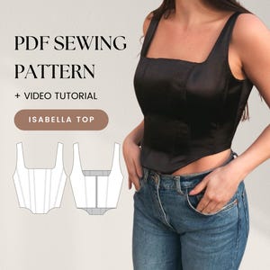 Corset Top | US 2-10 / EU 34-42 | Digital Pattern | Video Tutorial | PDF Sewing Pattern | A4, US Letter, A0 | Bustier | Corset pattern